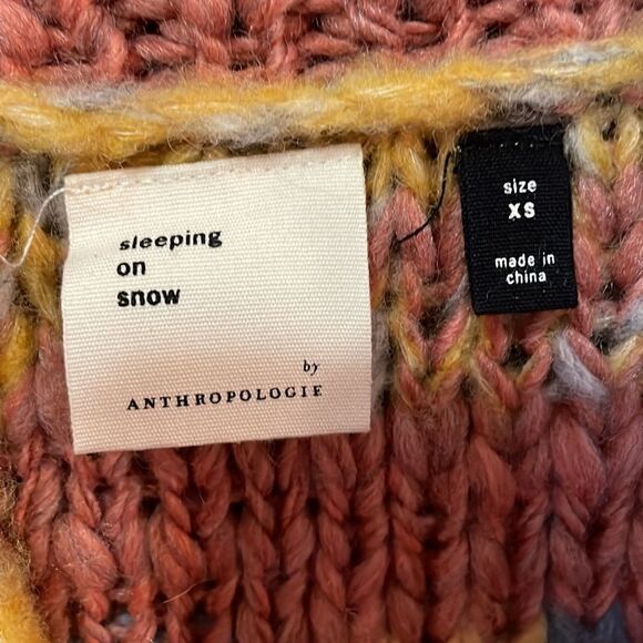 Anthropologie Sleeping on Snow Rainbow Chunky Knit Pullover Shawl Collar Sweater - Picture 5 of 9